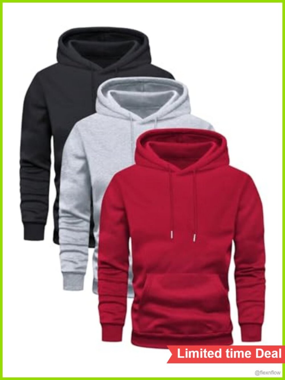 Men's 3 Pack Athletic Hoodies Pullover with Pocket Long Sleeve